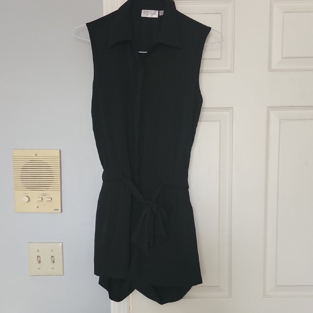 RD Style Black Sleeveless Mini Romper